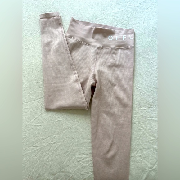 Offline by Aerie Light Baby Blush Pink Ribbed Activewear Leggings - Picture 1 of 2